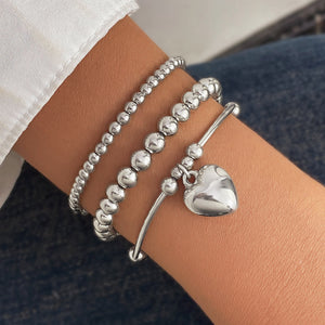 Electroplating Ball Bracelet Set for Unisex Alloy Heart Shape in the United States - 3-Piece Exaggerated Multi-Layer