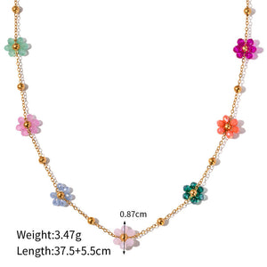 Electroplating Flowers Accessories Set Necklace and Bracelet with Crystal - crystal flowers accessories set necklace