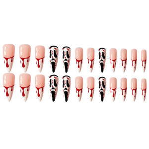 Ghost Face Halloween Nail Art Kit With Butterfly Bow and Glue for Wear - scream ghost face halloween wear