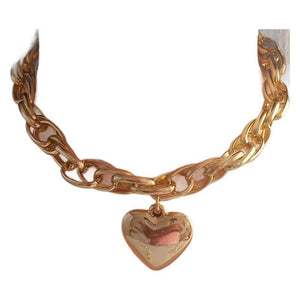 Love CCB Pendant Necklace in Gold and Silver for Women with Heart Geometric Designs - Personalized Big Hollow Chain big