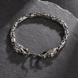 Retro Domineering Double Dragon Heads Bracelet in Gold Silver Electroplating - retro domineering double dragon heads