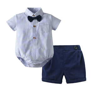 Light Blue Pink Green Cotton Suit for 70-100cm Kids Asian Sizes US Market - Trendy Summer Romper Tiny Fashion Icons