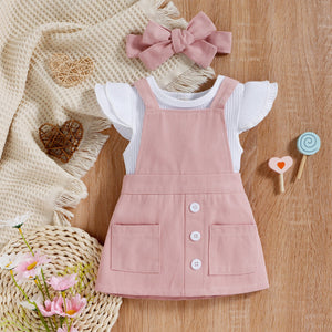 Pink and Sky Blue Baby Clothing Set with Gift Box for United States Buyers - Flower Power Skirt Tiny Stylish Cuties