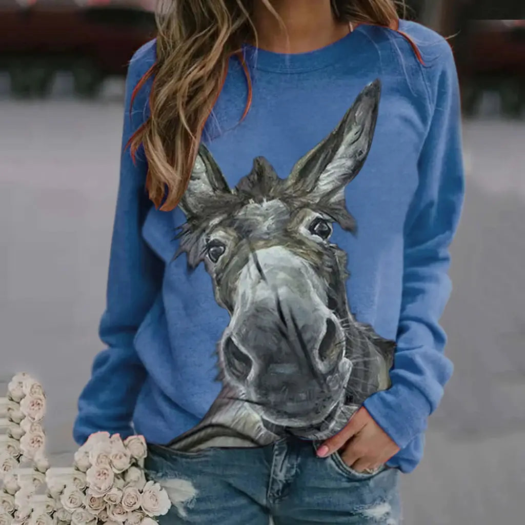 Fargerik langermet pullover for kvinner løs passform flere størrelser casual top