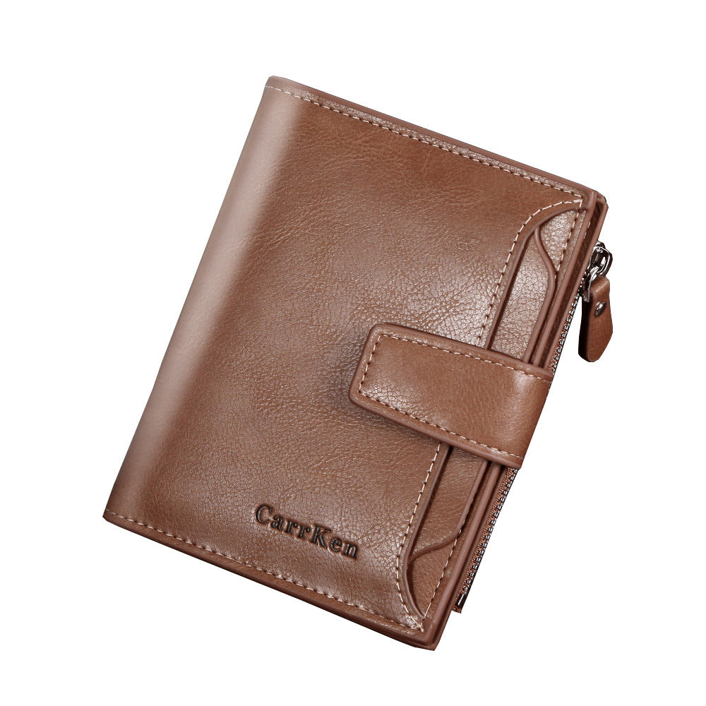 Men’s Wallet Short Button Wallet Large Capacity - Laughing All the Way to the Bank with Leather Wallet