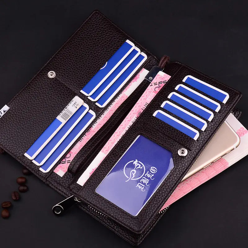 Solid Color Dark Blue Black Coffee PU Fashion Wallet for United States CHF