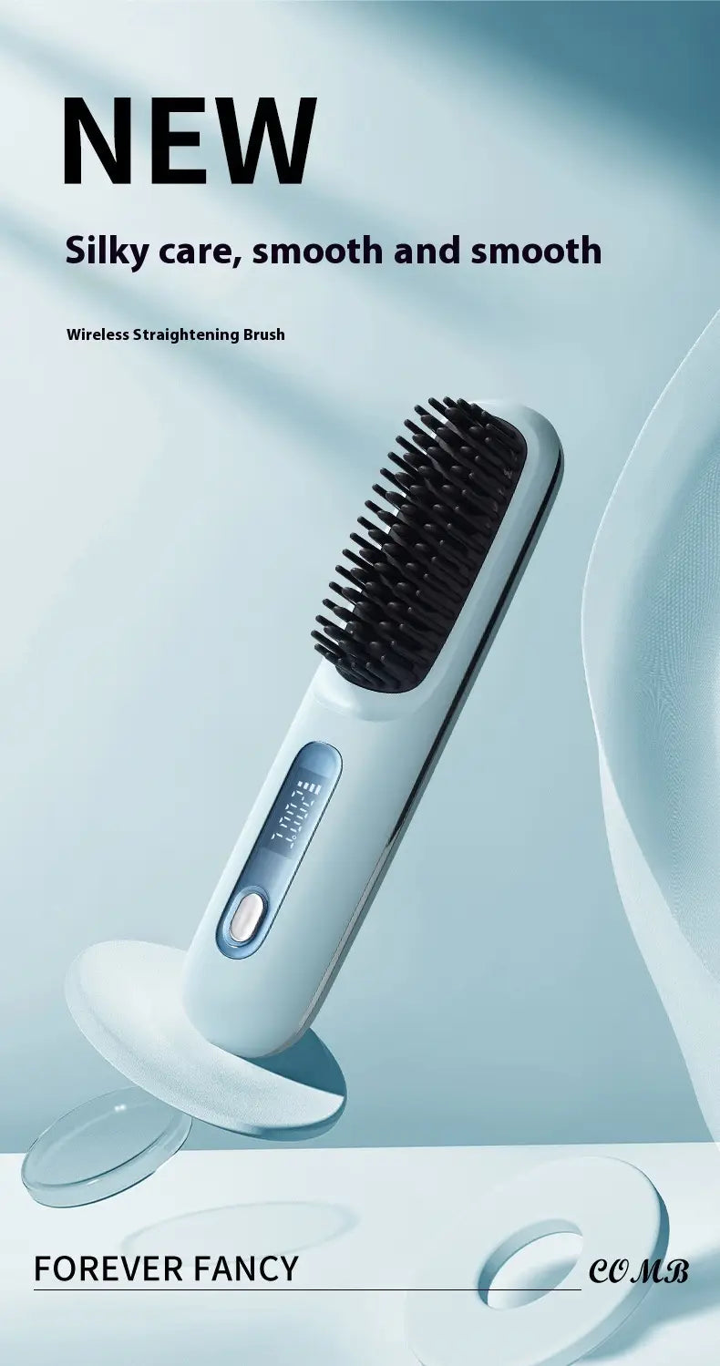 Rechargeable Ceramic Heating Electric Comb Hair Straightener with Long Battery Life