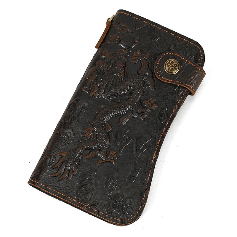 Men’s Crazy Horse Leather Wallet - Men’s Crazy Horse Wallet for Dragons and Tigers