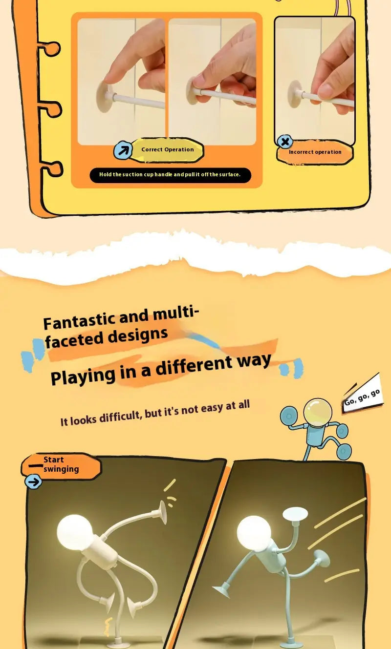 Mini Vacuum Adsorption Night Light with Button Battery Table Decoration