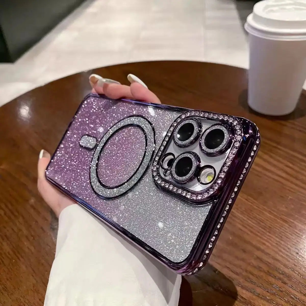 Multicolor Shockproof Magnetic TPU Phone Case with Rhinestones and Heat Dissipation