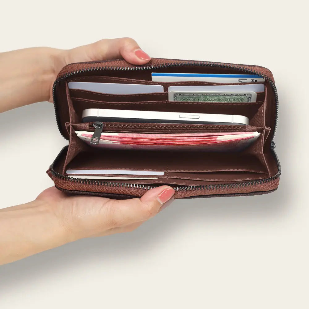 Anti-Theft Canvas Wallet with Stripes and Card Swipe Protection