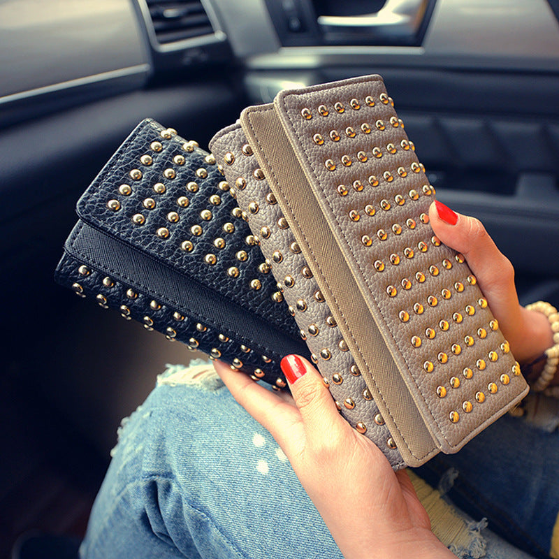 Women’s Rivet Three-fold Wallet - Rivet Your Style with This Wallet of Wonders