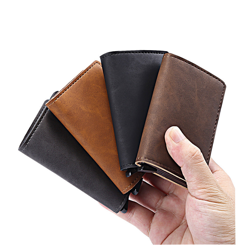 RIFD Security And Anti-theft Automatic Leather Card Case - Secure Your Cards in Style with Leather Magic