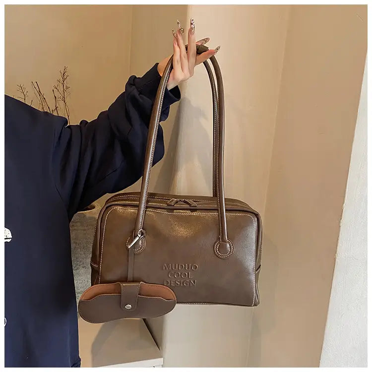 Casual Tote Bag Retro Fashion Polyester Cotton Brown and Red