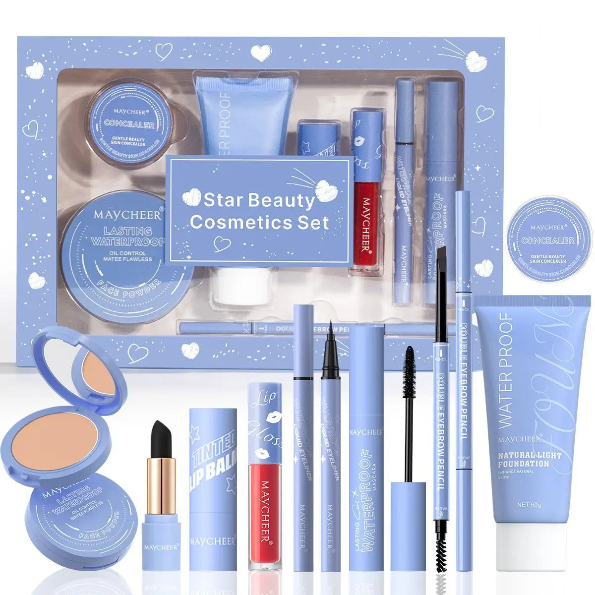 Blue Heart-to-Heart Beauty Kit with Mascara and Makeup Set