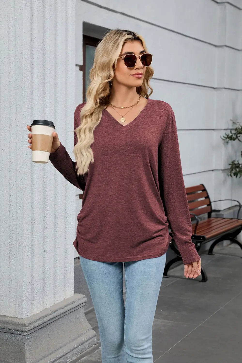 Frauen gefalteter Pullover Pullover personalisierte Farben Casual Workwear S-XXL