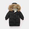 Big Fur Collar Mid-length Medium And Large Children's Clothing Thick Winter Wear Coat - Black