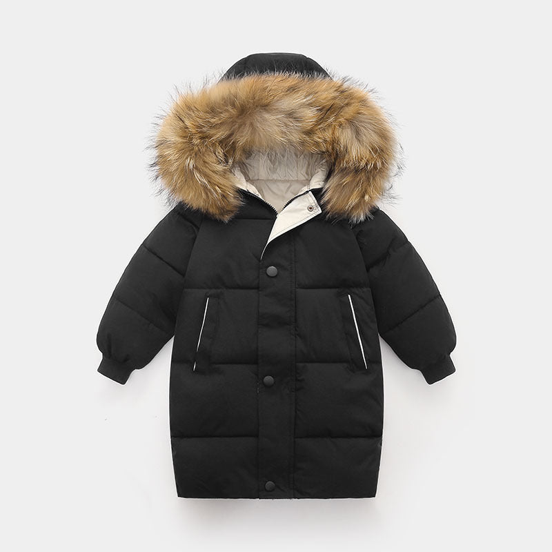 Big Fur Collar Mid-length Medium And Large Children’s Clothing Thick Winter Wear Coat