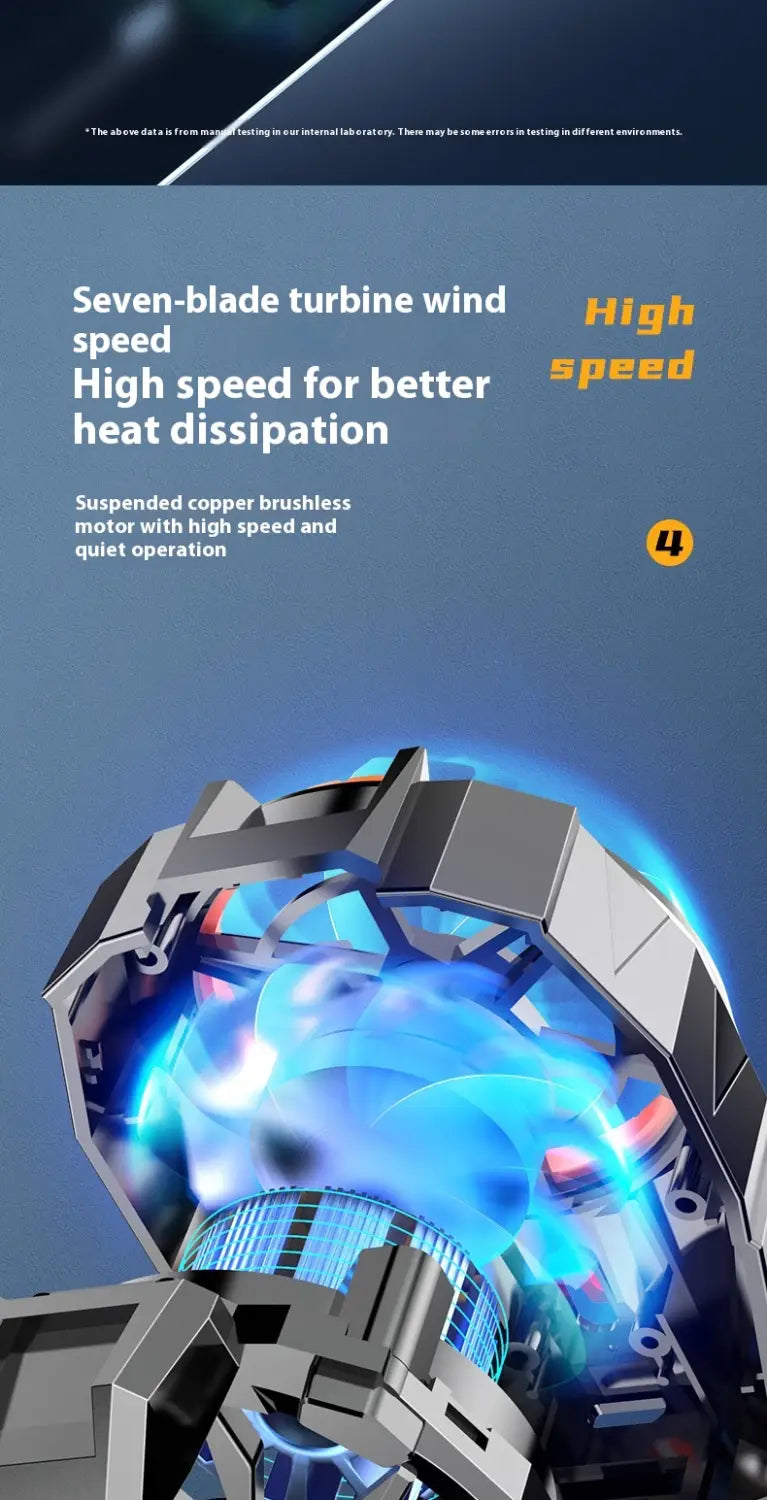 Wireless Phone Turbine Radiator with Cooling Fan Rechargeable Black