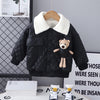 Boys' Thick Leather Coat Lapel Long-sleeved Jacket - Black