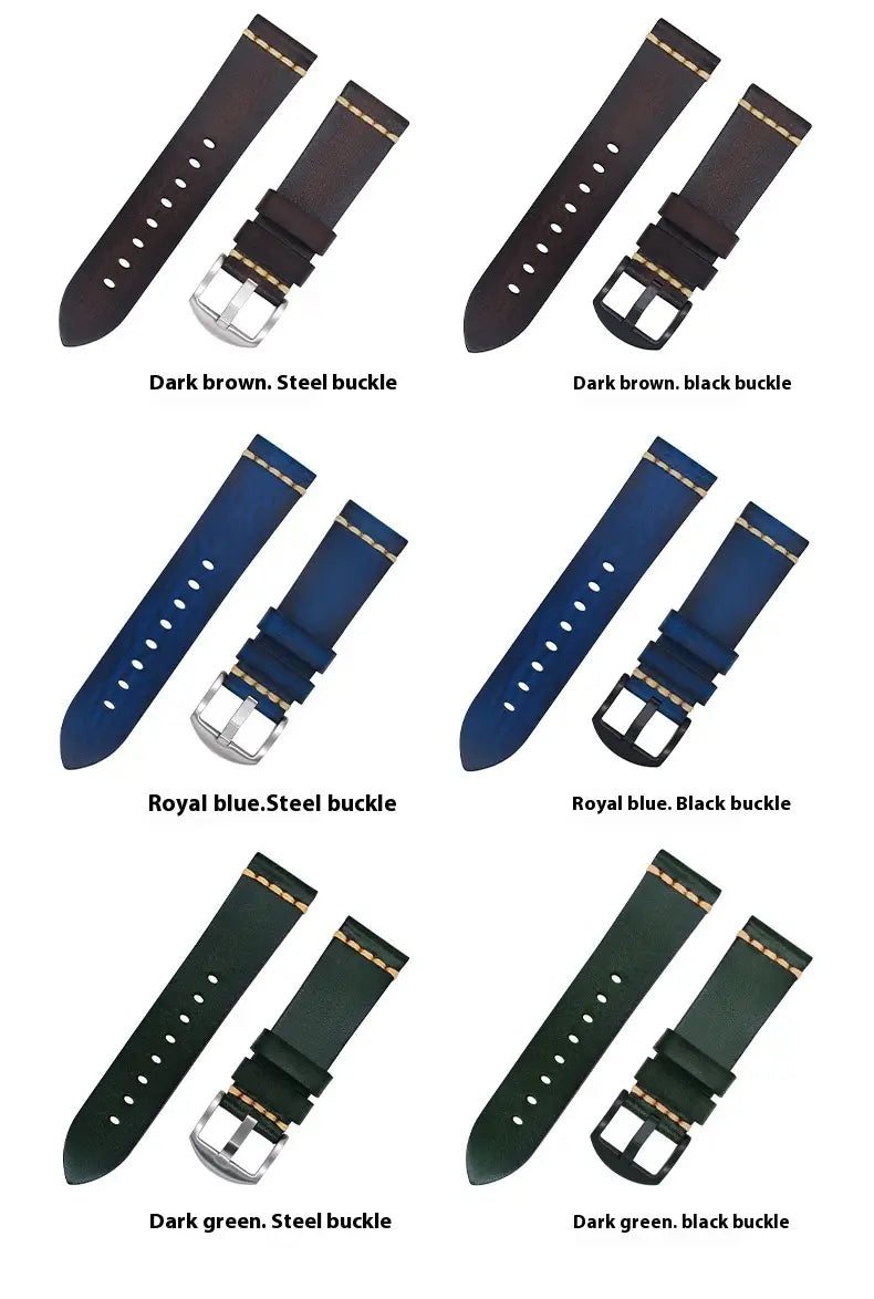 Leather Handmade Leather Strap Vintage Strap 20mm Needle Buckle Men’s Style