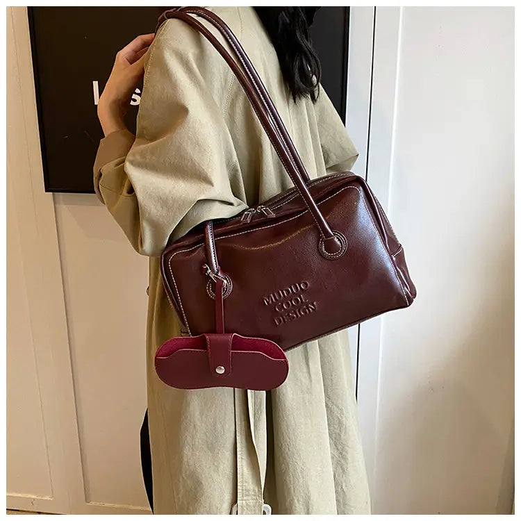 Casual Tote Bag Retro Fashion Polyester Cotton Brown and Red