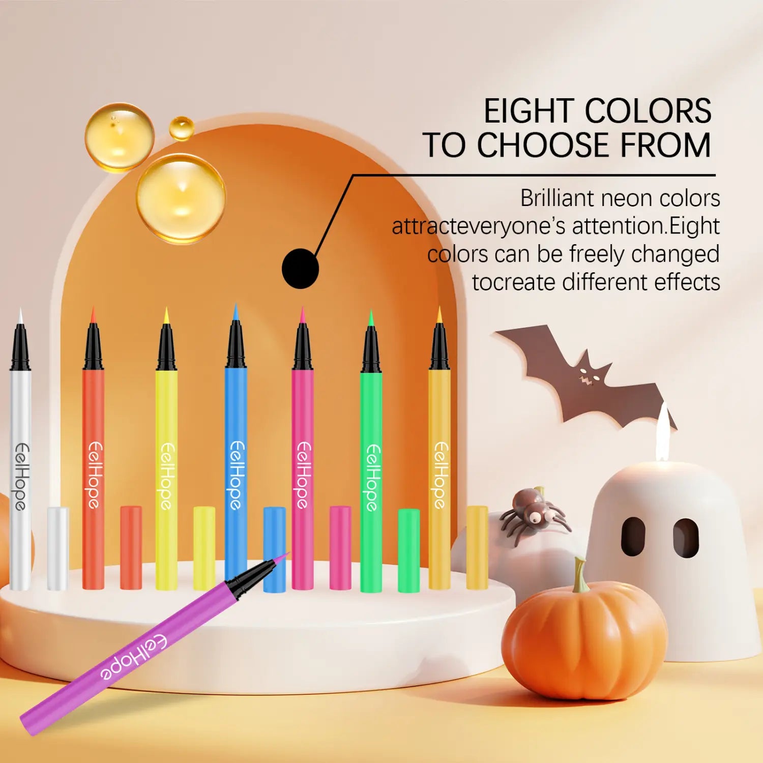 Halloween Neon Liquid Eyeliner with Moisturizing Glycerin and Vitamin E