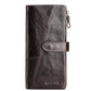 Fashion Stitching Long Cowhide Leather Men’s Wallet - Long Brown Leather Wallet for Stylish Cows and Men