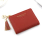 Short Style Women’s Zipper Purse Solid Color Tassel Simple - Zipper Purse R433-1 Light for Stylish Wallet Whimsy