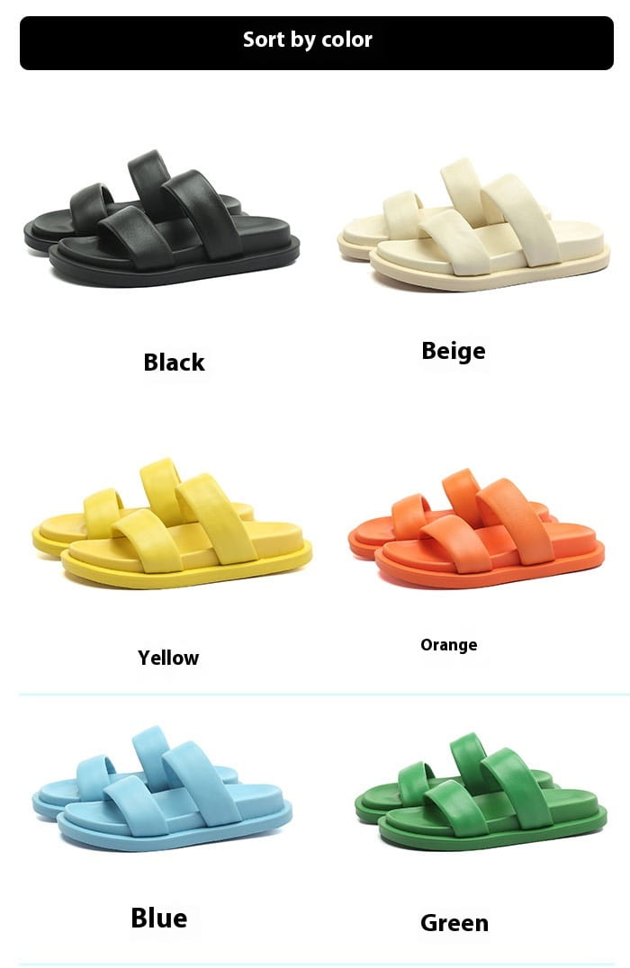 Black Sheepskin Flat Heel Slippers with Rubber Foam Sole