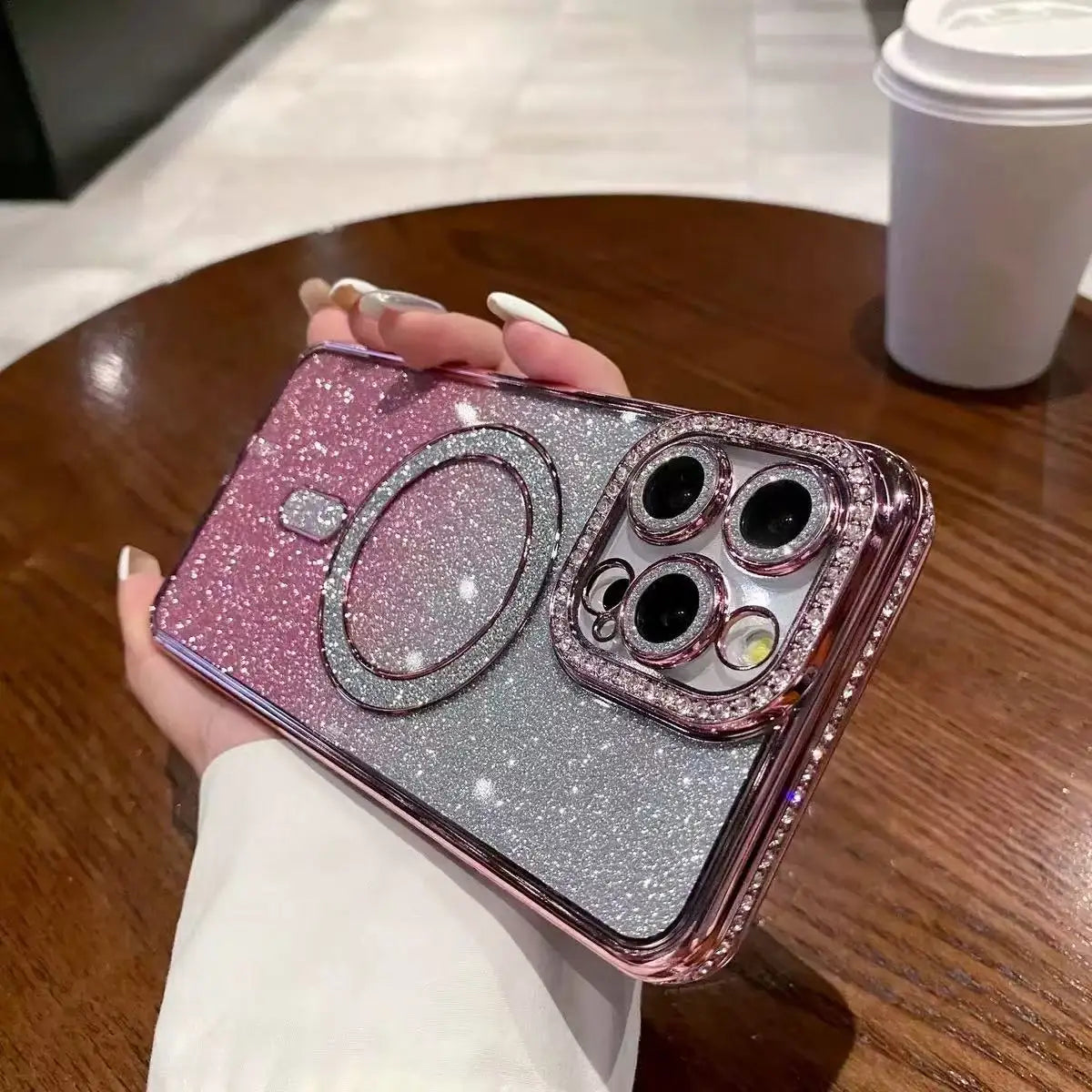 Multicolor Shockproof Magnetic TPU Phone Case with Rhinestones and Heat Dissipation