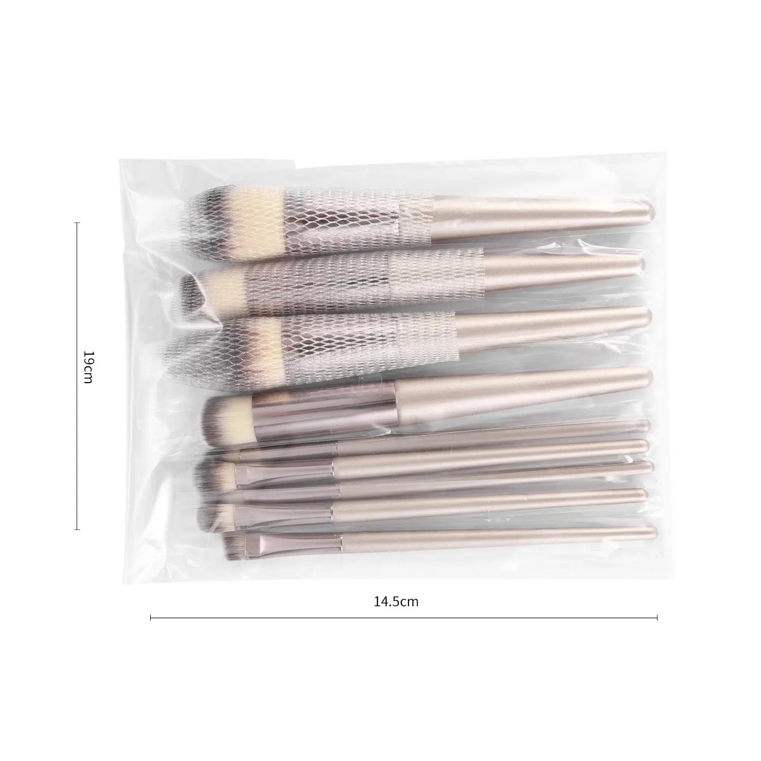 Wooden Handle Makeup Brush Set with Champagne Gold Handles