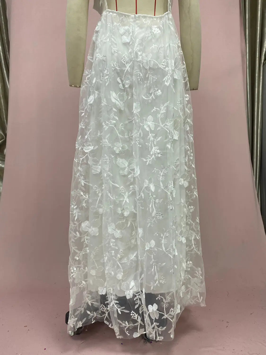 White Princess Skirt Dress Modern Bridal Backless Lace Sleeveless Midi