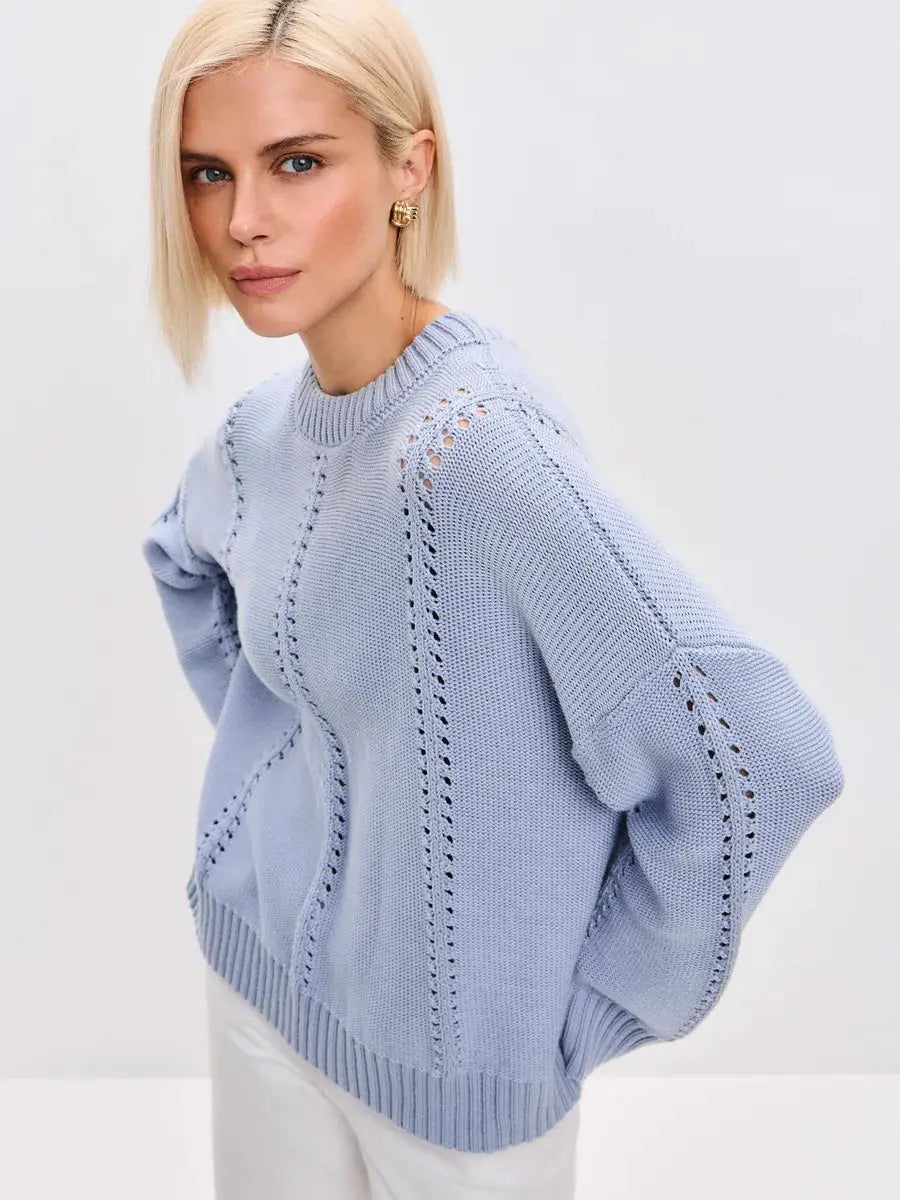 Cashmere Acrylic Pullover Sweater for Women in Milky White Gray Blue Green