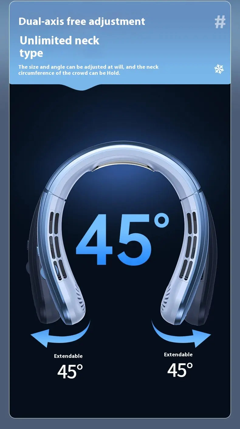 Outdoor Sports Portable Hanging Neck Fan with Digital Display and Lithium Battery