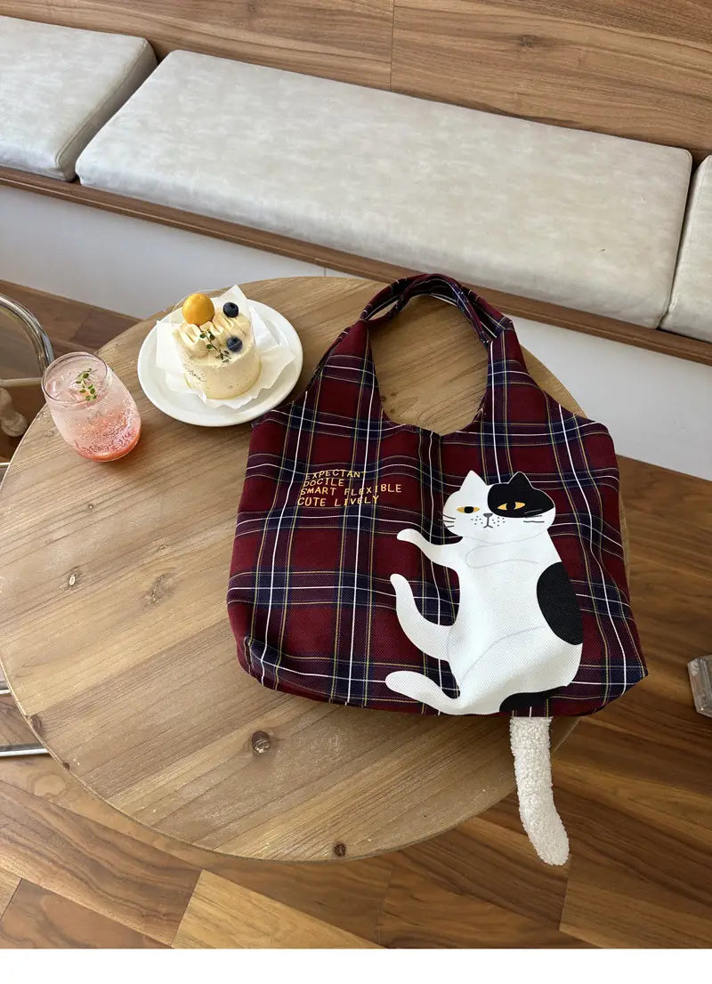 Plaid Flocking Cat Vest with Scottish and Soft Plush Design