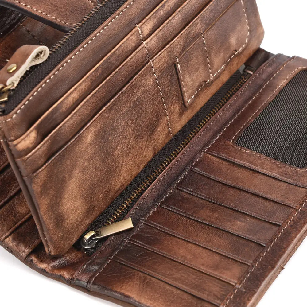 Men’s Leather Wallet with Hidden Compartments US and CHF Compatible