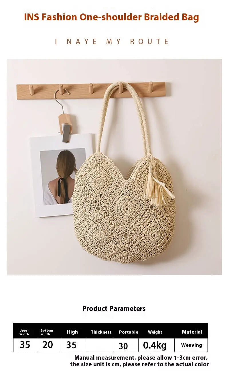 Plaid Grandma Style Tassel Woven Shoulder Bag Soft Medium Purse for Women