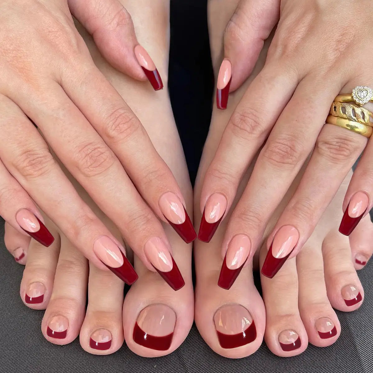 Red Nail Dressing Set with Tools and Foot Patch for Bright