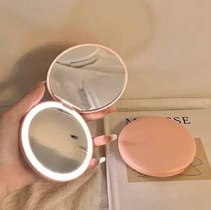 Portable LED Makeup Mirror with USB Charging and Warm White Light