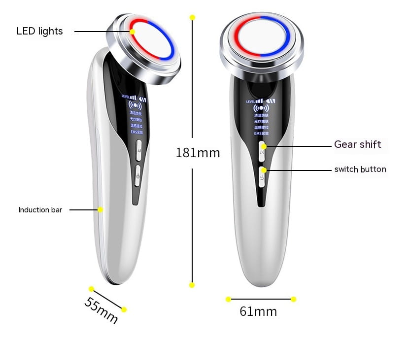Red Blu-ray Cosmetic Instrument Massage Inductive Therapeutical Instrument