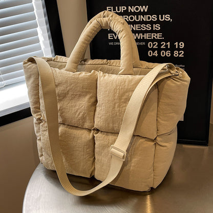 Borsa tote in cotone di grande capacità in tinta unita per donna 