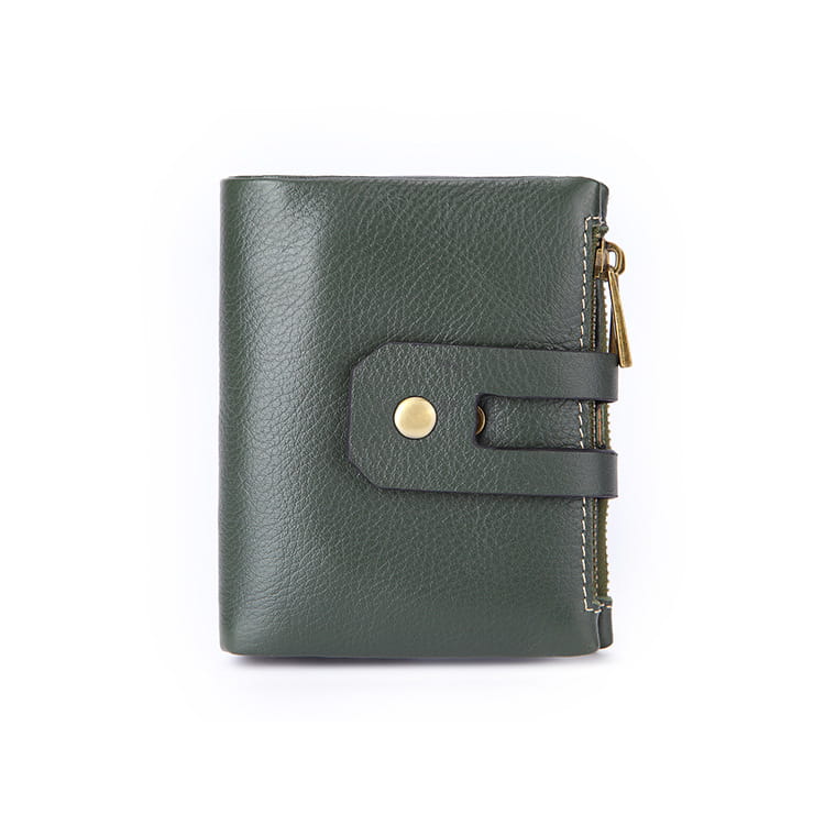 Unisex Leather Wallet with Zipper Closure in Retro Wine Red Green Black Brown