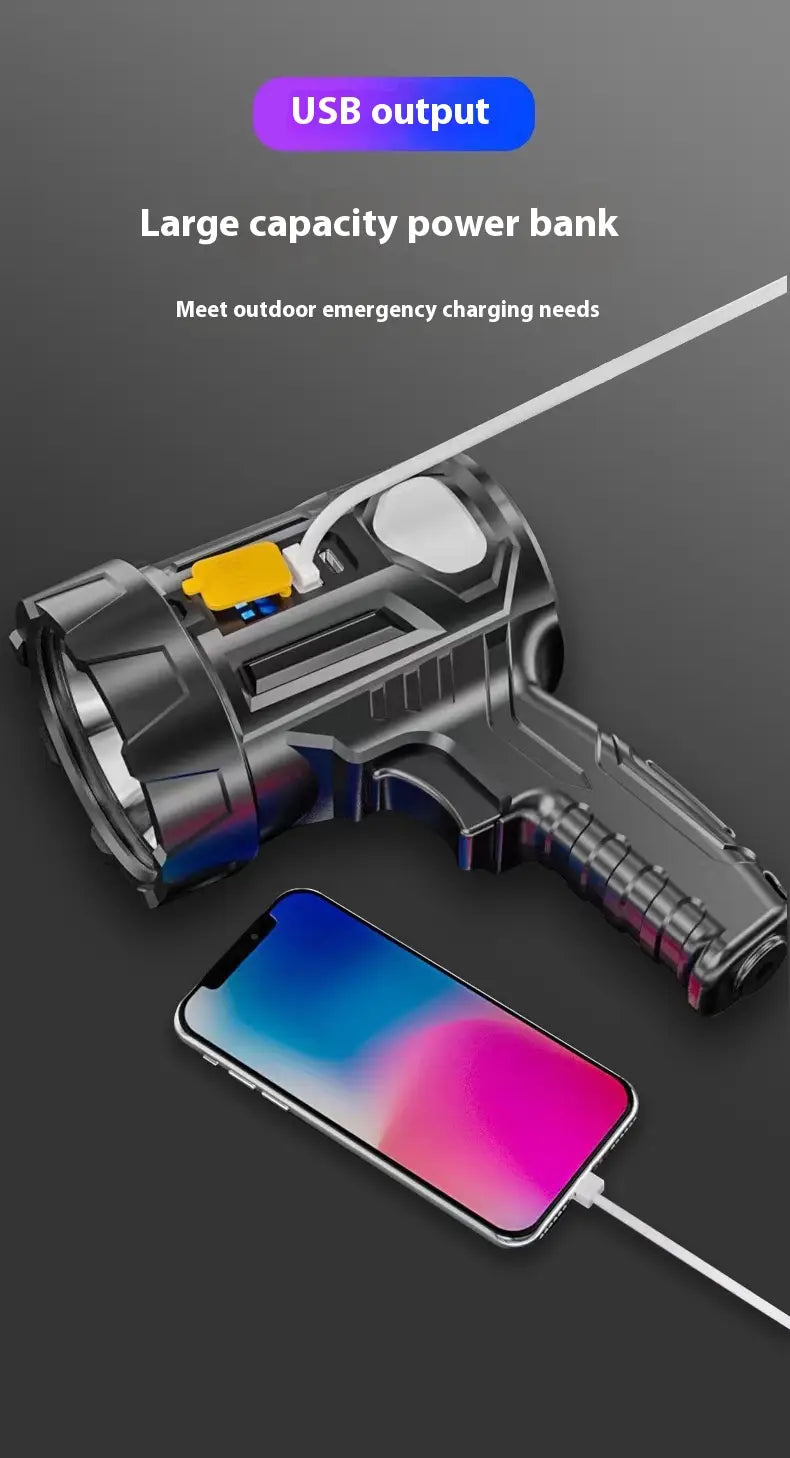 Handheld USB Rechargeable Flashlight for Outdoor Emergency and Camping