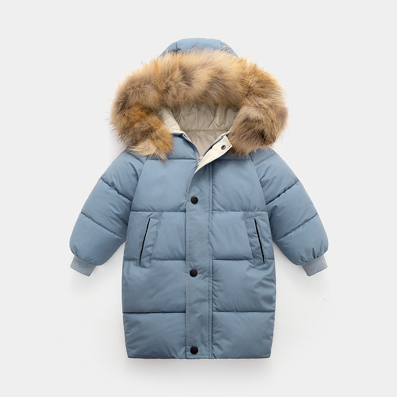 Big Fur Collar Mid-length Medium And Large Children’s Clothing Thick Winter Wear Coat