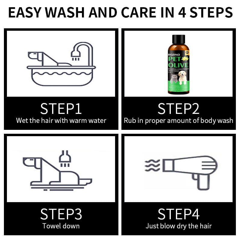 Limpos de remoção de pêlos de estimação e xampu de limpeza para cães gatos 100g pack