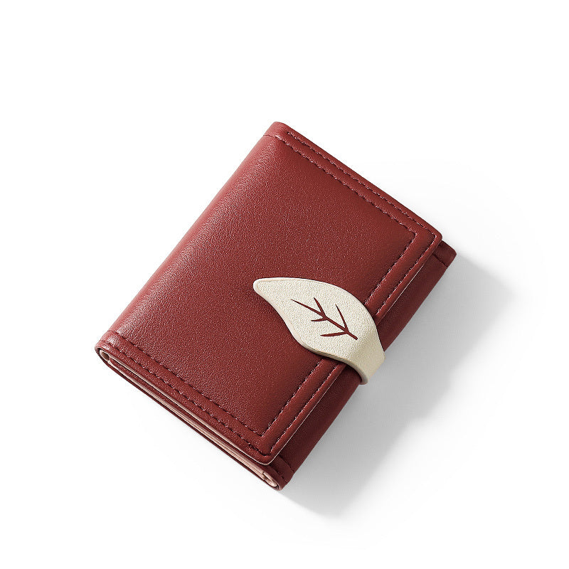 Fashion Folding Short Women’s Creative Color Contrast Leaf Wallet - Wallet So Cute It Might Steal Your Heart