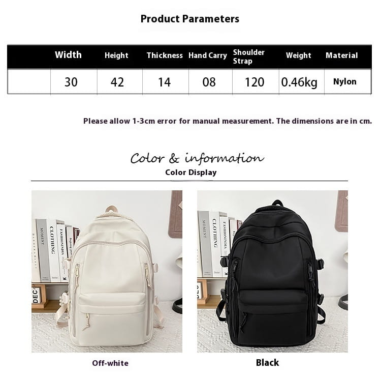 Solid Color School Rucksack Polyester Nylon Urban Umhängetasche für Männer und Frauen