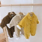 Pure Color Cotton Baby Lamb Velvet Jumpsuit