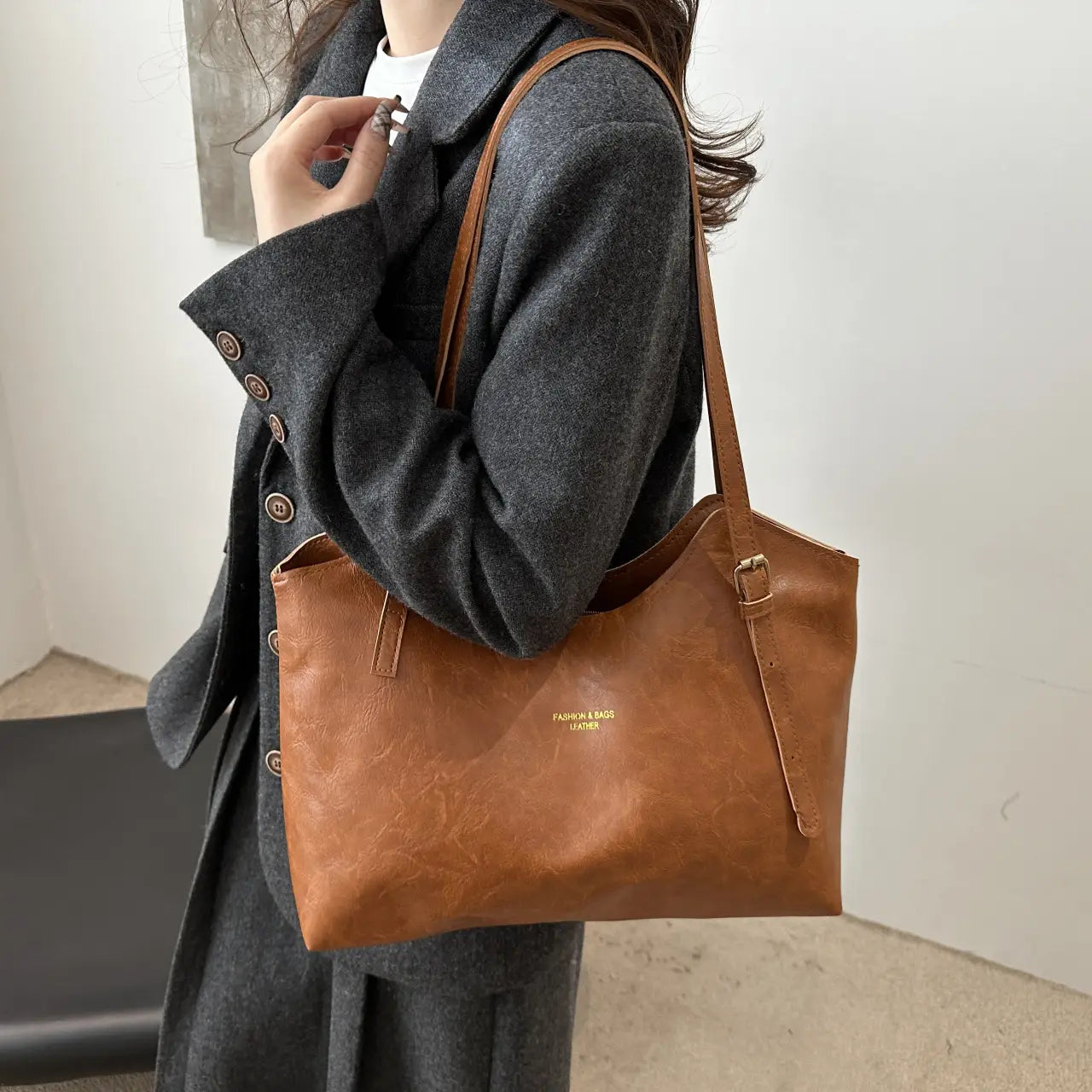 Sac de messager en cuir PU avec des poches téléphoniques et fichiers pour le travail ou les voyages